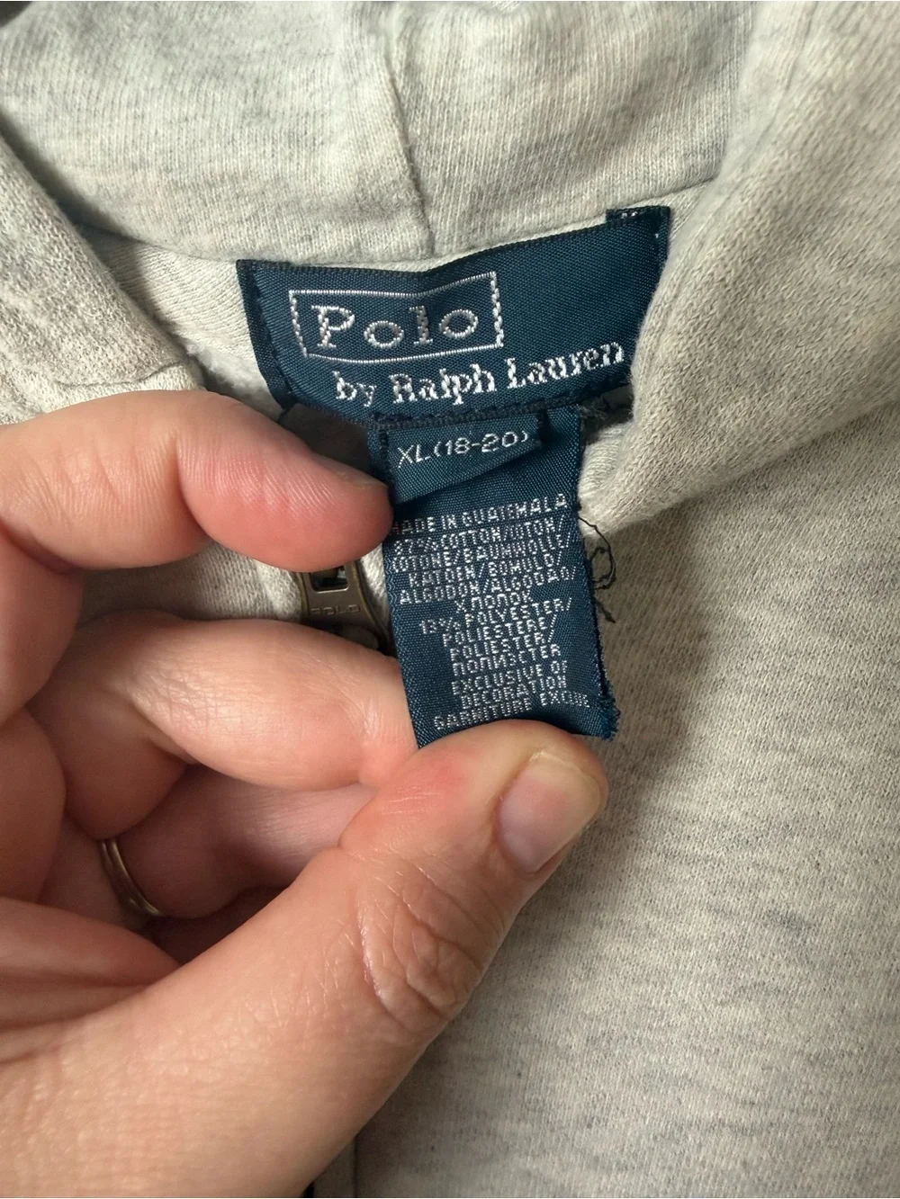 Polo by Ralph Lauren Youth XL 18-20 Light Gray Zip-Up Hoodie Sweater